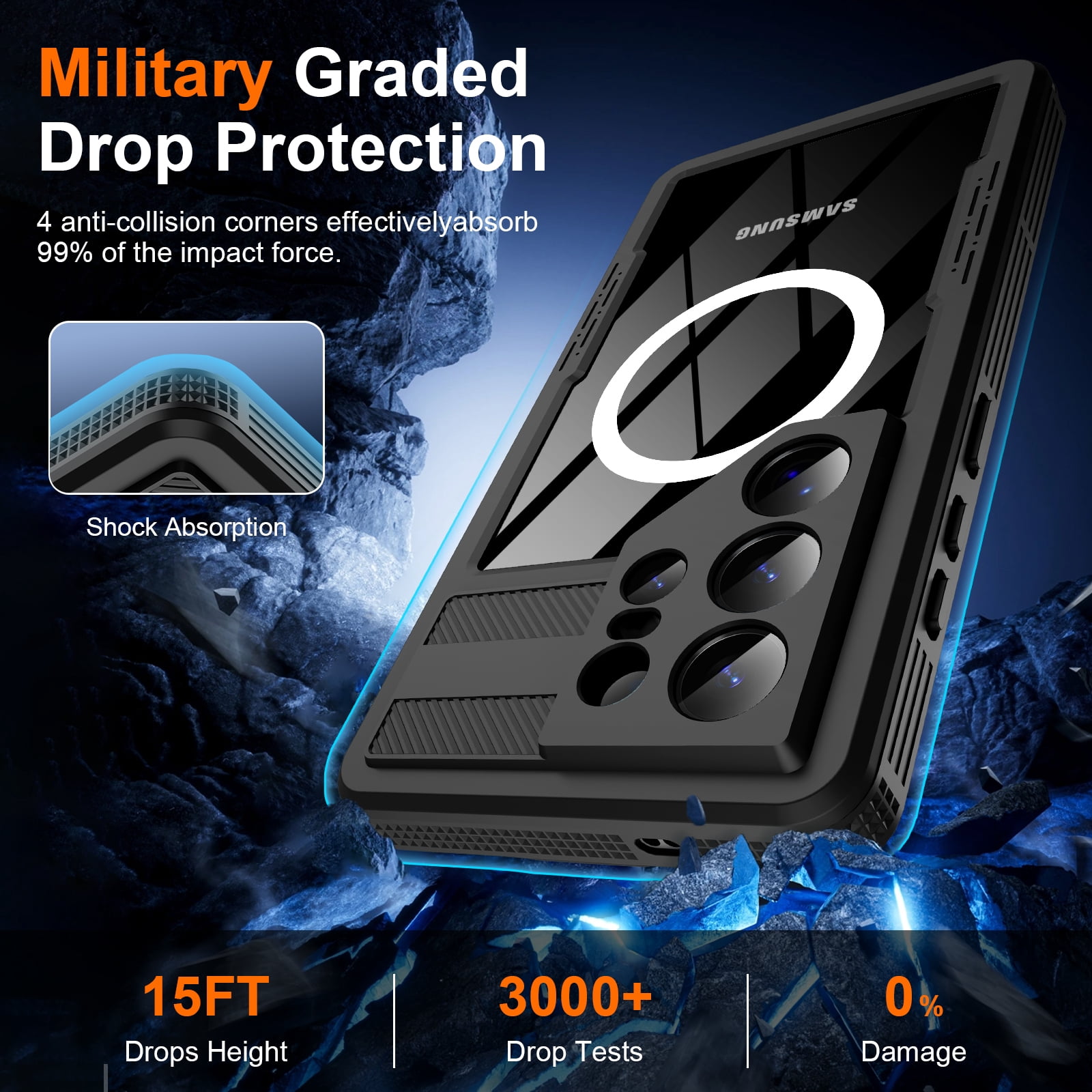 ANTSHARE for Samsung Galaxy S26 Ultra Case Waterproof, Built-in Lens & Screen Protector, Compatible with MagSafe, Shockproof Dropproof 360° Full Body Protection Phone Case for S26 Ultra 6.9''