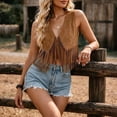 thumbnail image 5 of cocolona Boho Vest for Women Suede Fringe Sleeveless V Neck Jacket Casual Vacation Trendy Outfits, 5 of 6