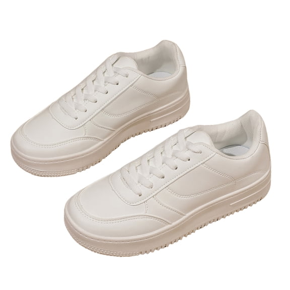 Women's Chunky Slip On Sneakers Non Slip Lace Up Skate Walking Tennis Shoes Leather Platform Retro Casual White Shoes Gray Size 8.5