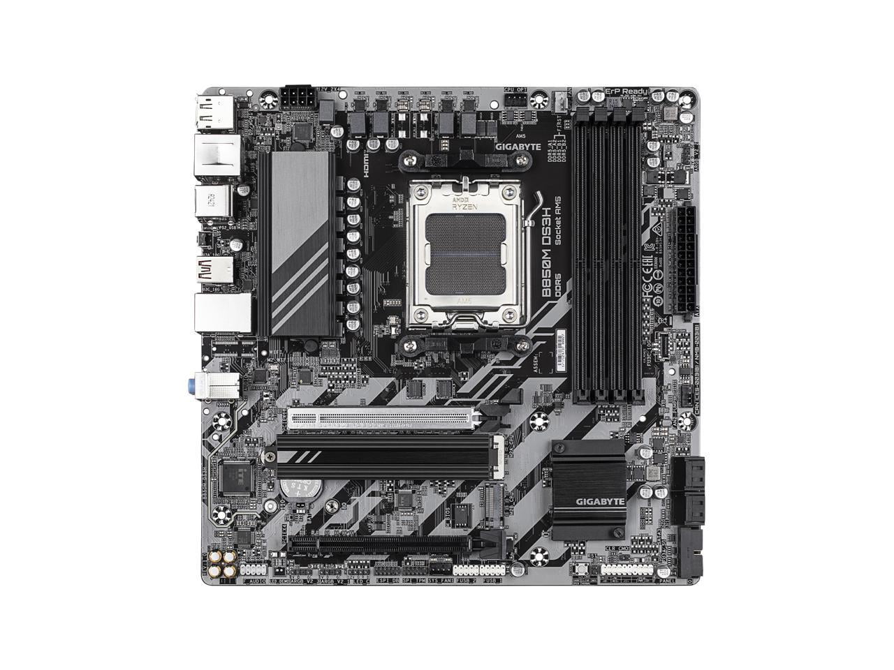 GIGABYTE B850M DS3H AMD AM5 LGA 1718 Motherboard, mATX, DDR5, 2x M.2, PCIe 5.0, USB-C, 2.5GbE LAN, EZ-Latch, 5-Year Warranty