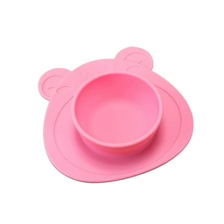 

Baby Silicone Non-slip Dishes Plate Sucker Bowl Kids Bear Shape Suction Cups Placemats (Pink)