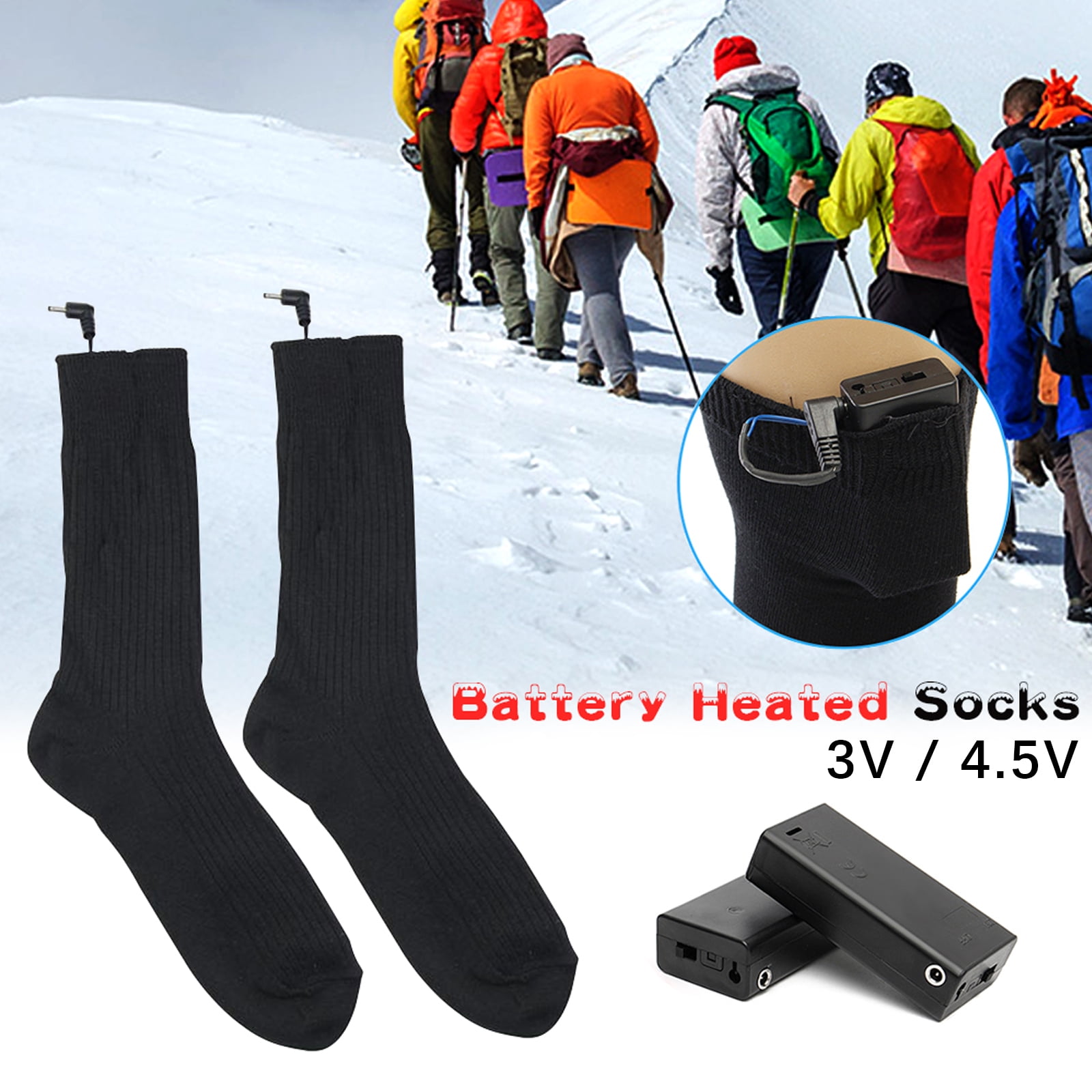 Electric Heated Socks Rechargeable Battery 4.5V Foot Warm Winter Skiing Hunting 