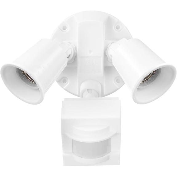 17000269 110-Degree 240 W Twin Head White Hardwired Motion Sensor Security Flood Light, Spotlight, Outdoor, Outside House Lights
