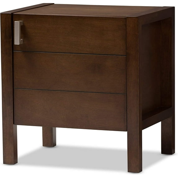 Urban Designs Kouma Wooden Nightstand with Door in Brown Finish