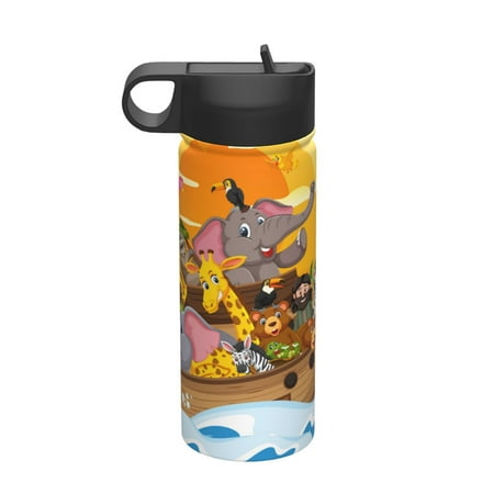 

Salouo Animals on Noah s Ark1 Pattern 18 oz Water Bottle With Straw Stainless Steel Sports Water Cup Flask Wide Mouth Travel Thermal Mug for Home Office Car