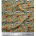 thumbnail image 1 of Soimoi Rayon Fabric Leaves,Musical Instruments & Animals Kids Print Sewing Fabric Yard 42 Inch Wide, 1 of 3