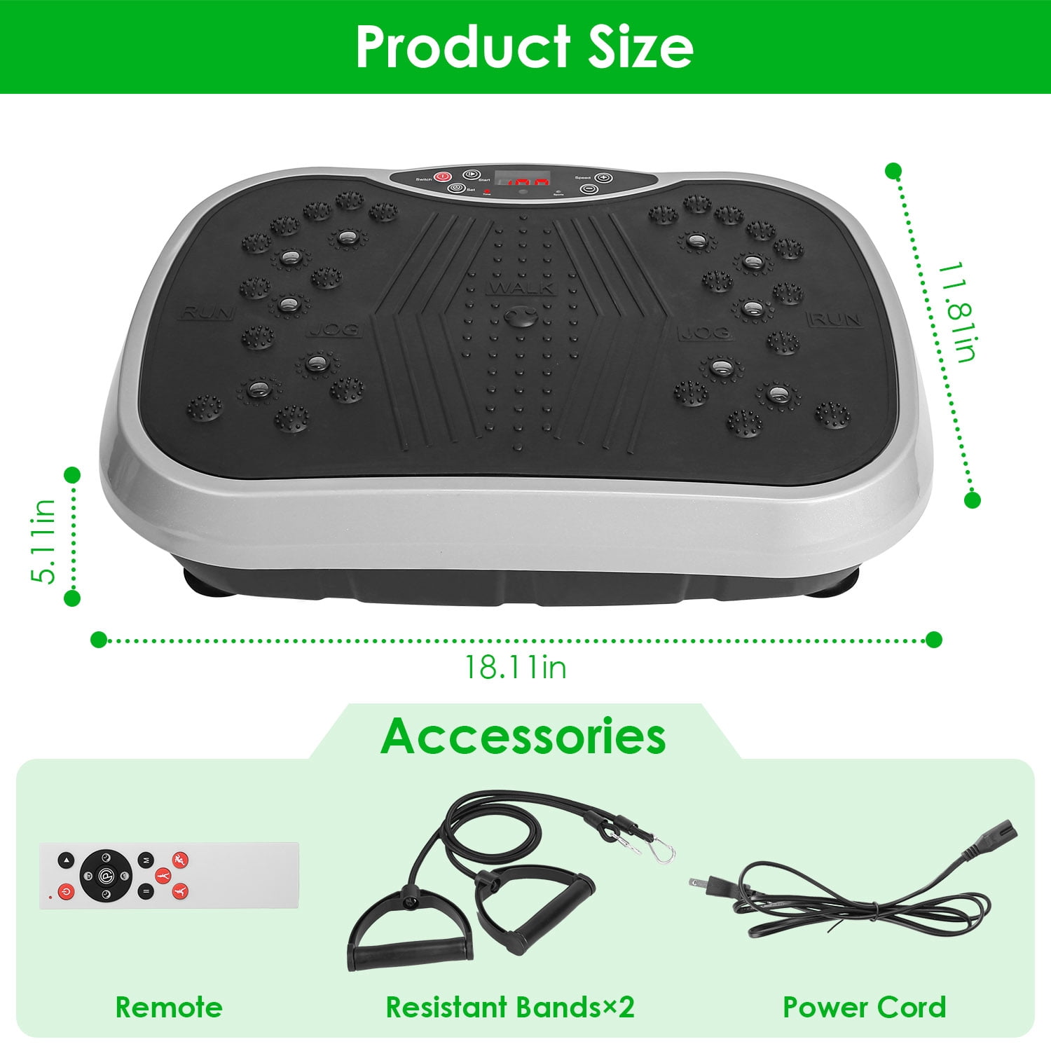 Black Vibration Exercise Machine, 331LBS Capacity Whole Body Vibration Platform with Resistance Bands Remote Control for Home Fitness Weight Loss