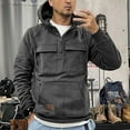thumbnail image 2 of Wuxian Sweatshirt For Men Quarter Zip Up Cargo Hoodies Sweatshirt Pullover Hood Long Sleeve Solid Sport Coats Fashion Outdoor Coats,Grey,Xxxl, 2 of 5
