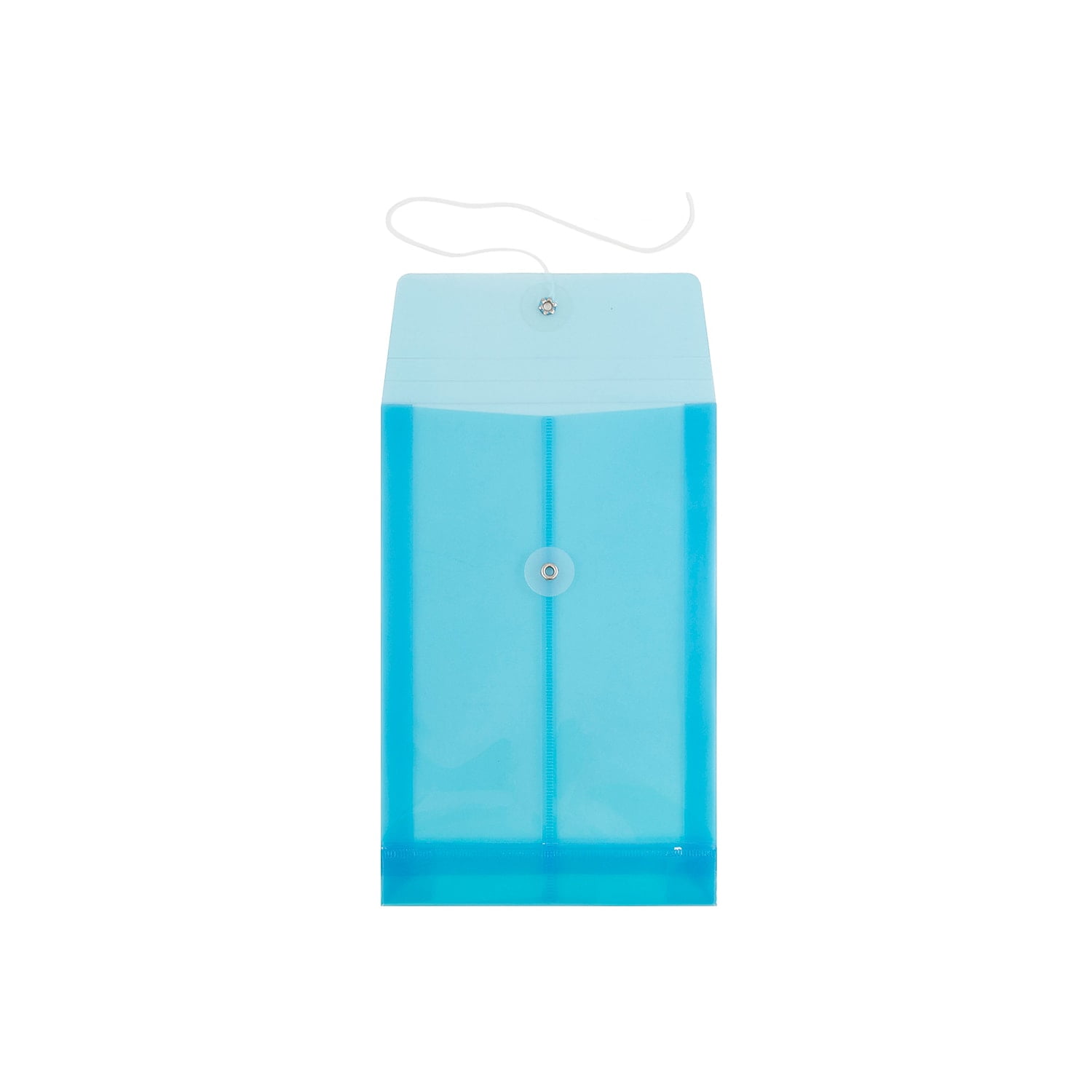 JAM Paper Plastic Envelopes, 6.3x9.3, 12/Pack, Blue, Button String, Open End