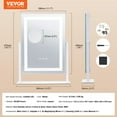 thumbnail image 4 of VEVOR Miroir de Meuble-Lavabo avec Lumières, Trois Modes d'Éclairage, Miroir de Maquillage Éclairé à LED, et Miroir à Grossissement 5X, Contrôle Tactile Intelligent, Rotation à 360° (16.1x11.8 Po, Blanc), 4 of 9
