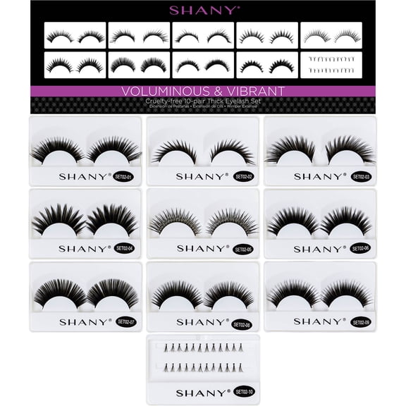 SHANY Eyelash extend - set of 10 assorted reusable eyelashes - Thick and Dramatic
