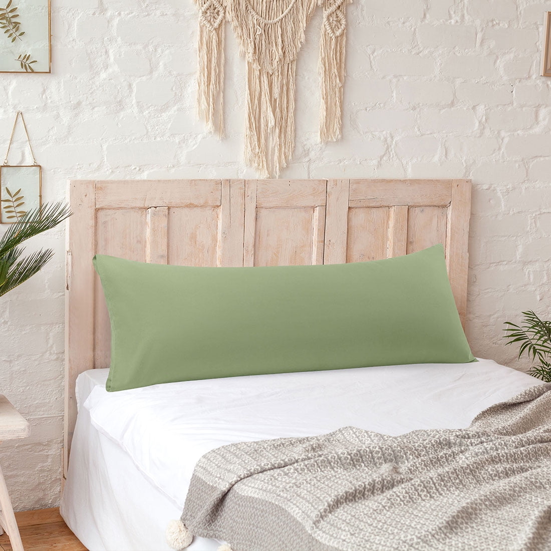 Unique Bargains Microfiber Solid Body Pillow Cover, 20" x 54", Sage