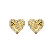 JS Jessica Simpson Womens Sterling Silver 14KT Gold Plated Cubic Zirconia Heart Stud Earring