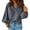 Gray, variant on Womens Loose Button Down Blouse Solid Casual Trendy Cropped Pullover Tops Lapel Going Out Lightweight Sweatshirts Black XXL