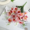 thumbnail image 5 of Red Stripe High-Quality Simulation Orchid Flowers 5-Stem Wedding Décor Artificial Botanicals Home Centerpiece Faux Silk Floral Arrangement #1yUKb, 5 of 6