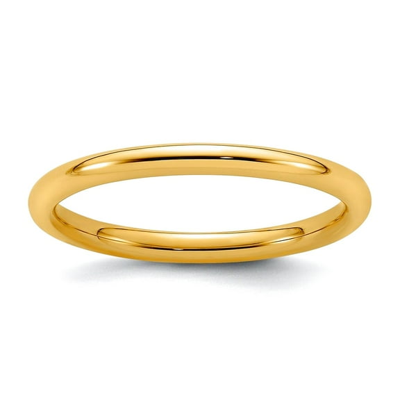 14k Yellow Gold Solid Polished 2mm Standard Comfort-Fit Band Size 5.5 Ring Ring for Women and Men