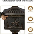 thumbnail image 4 of Elleree Cast Aluminum Mailbox with Post Large Antique Bronze Aluminium Locking Pedestal Mailboxes, Fade Proof, 4 of 9