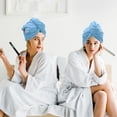 thumbnail image 2 of Unique Bargains Soft Microfiber Hair Towel Wrap for Long Thick Hair 25.6"x9.8" Lake Blue, 2 of 7