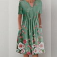 thumbnail image 2 of Pompotops Robe Tunique Décontractée à Manches Courtes pour Femmes, Été, Taille Nouée, Double Couche, Volants, Col en V, 2 of 9