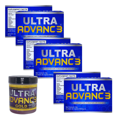Ultra Advance Blue Ultimate Joint Support with Omega-3, Turmeric, Glucosamine Chondroitin Formula - Vegan, Non-GMO - 30 Caps (3 PACK)   GEL 120g