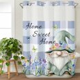 thumbnail image 3 of Spring Gnomes No Hook Shower Curtain Waterproof, Bathroom Curtains with Snap in Liners and See Through Top Window, Botanical Flowers Purple Buffalo Plaid Hotel Style Bathtub Curtains Shower 48"Wx72"L, 3 of 8
