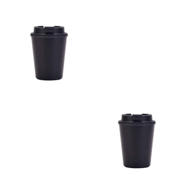 Moyic Botella de bebida, taza de agua, taza térmica, tamaño compacto, regalo dulce de moda, vasos de oficina para estudiantes, suministros Negro 350ml 2Conjunto