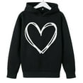 thumbnail image 5 of Atogsazn Kids Girls Valentines Day Hoodies Children Casual Hearts Long Sleeve Pullover Sweatshirt Fleece Outfit Outerwear Tops 04-Black 3-4 Years Fashion, 5 of 8