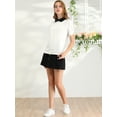 thumbnail image 3 of INSPIRE CHIC Women's Peter Pan Collar Puff Short Sleeve Tops White S, 3 of 6