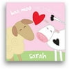 Sandra Magsamen Personalized Baa Moo Canvas Wall Art, 16" x 16", Pink