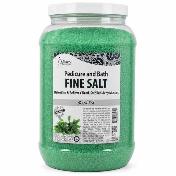 SPA REDI - Detox Foot Soak Pedicure and Bath Fine Salt, Green Tea, 128 Oz - Made with Dead Sea Salts, Argan Oil, Coconut Oil, and Essential Oil - Hydrates, Softens and Moisturizes