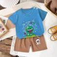 thumbnail image 2 of TOWED22 2Pcs Newborn Baby Boy Outfits National Parks Bear Short Sleeve T-Shirt Tops Shorts Pants Set Toddler Summer Clothes(Blue,6-9 Months), 2 of 4