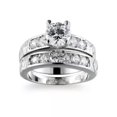 thumbnail image 2 of Round Cut White CZ 925 Silver Band Women's Engagement Party Ring Sets Size 6-10, 2 of 3