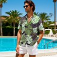 thumbnail image 5 of KUIFORTI Hawaii Matching Couple Outfits Tropical Monstera Leaf Women's Casual Dresses & Men's Hawaiian Shirt for Summer Vacation Trip Lightweight with Soft Fabric Quick-dry, 5 of 7