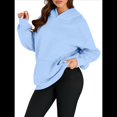 thumbnail image 2 of Sudadera Informal de Larga con Capucha para Mujer, Jersey de y Otoño con Bolsillos. Azul Real L, 2 of 9