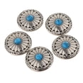 thumbnail image 1 of 5pcs Round Floral Turquoise Buttons Wallet Saddle Blue, 1 of 7