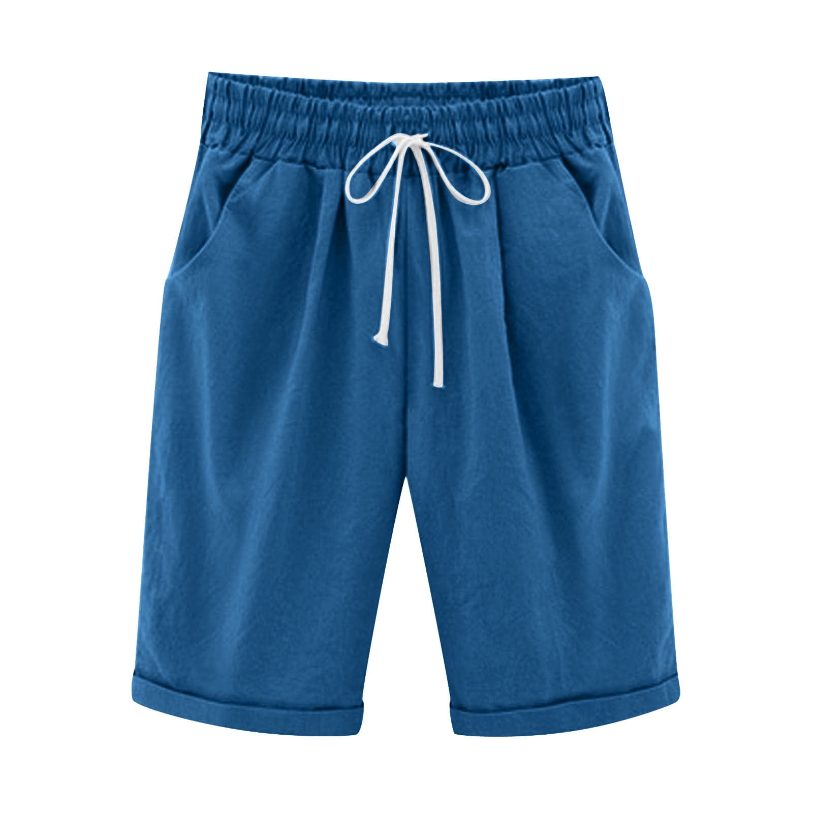 Womens Pants ZHUGeLI Women's Summer Solid Color Pockets Solid Color Elastic Waist Half Shorts Pants Casual Women's Pants Women's Skirt Pants August Clearance - image 4