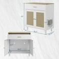 thumbnail image 2 of Juiluna Hidden Cat Litter Box Enclosure Furniture, 31.5'' Wooden Dog Proof Cat Litter Box Enclosure Cabinet with Drawer and 2 Sisal Doors, Corner Kitten Cats Cabinet White, 2 of 9
