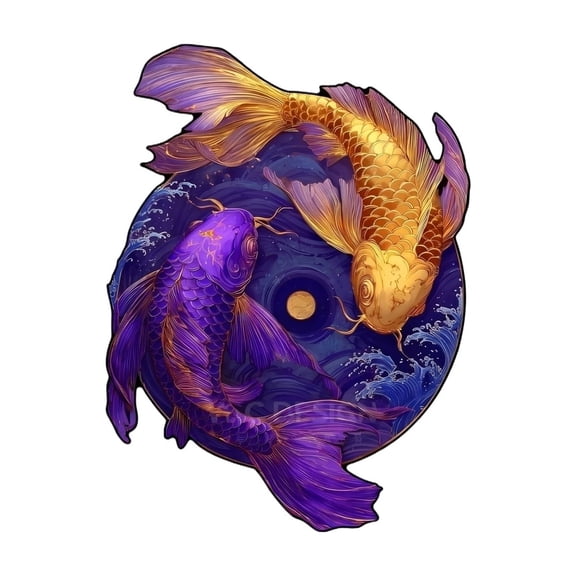 Wooden Puzzles for Adults, 3D Vision Effect Fish Yin Yang Wooden Jigsaw Puzzles,191 PCS Unique Shape Animal Wood Puzzle Adult, Birthday、Christmas Family Game(M-11.1*8.26in)