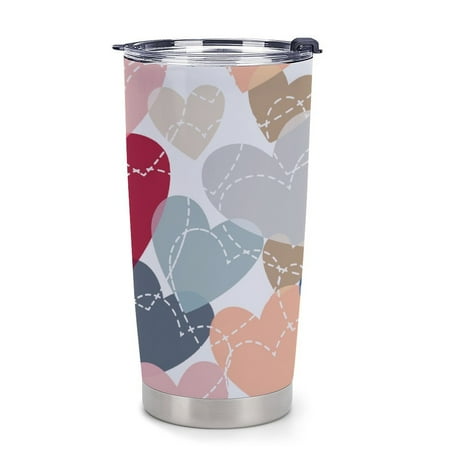 

ANYWAY.GO Thermal Insulation Coffee Travel Mug with Lid Spill Proof Many Colored Hearts Portable Thermal Thermal Cup for Car 20oz