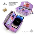thumbnail image 3 of ELEHOLD Multi-Functional Wallet Case for iPhone 14 Pro Max 6.7", Large Capacity 14 Card Slots Magnetic Detachable Phone Case with Wristband Shoulder Strap Luxury Flower Purse Case,  Purple, 3 of 11