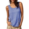 thumbnail image 3 of VBVC Women's Gingham Side Slit Tank Top, Ladies' Sleeveless Blouse, Casual Button Detail Shirt For Women,Blue,S-3XL, 3 of 10