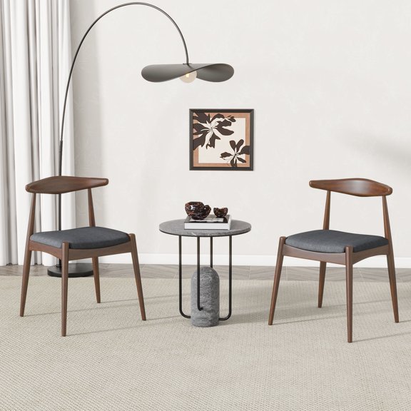 Oufan Rubberwood Dining Chairs Set of 2, Kitchen Chairs with Ergonomic Backrest & Comfort Cushions for Dining Room