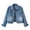 Blue, variant on Women's Lapel Distressed Washed Cropped Denim Jacket,Long Sleeve Button Down Trucker Coat,2026 Spring Fall Trendy Clothes,Blue Women's S-XXL