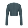 thumbnail image 6 of CQONEPT Women's Cropped Ribbed Knit Sweater Trendy Crewneck Pullover Fall Winter Jumper with Stretchy Fabric Navy L, 6 of 8