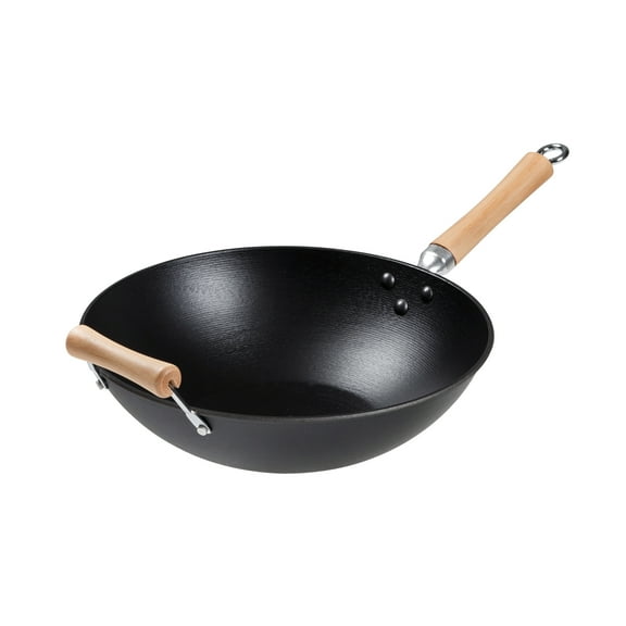 Joyce Chen Professional Series Cast Iron Wok with Maple Handles, 14-In.