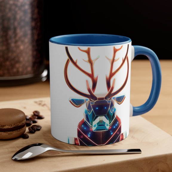 Cyber Reindeer, Accent Coffee Mug, 11oz