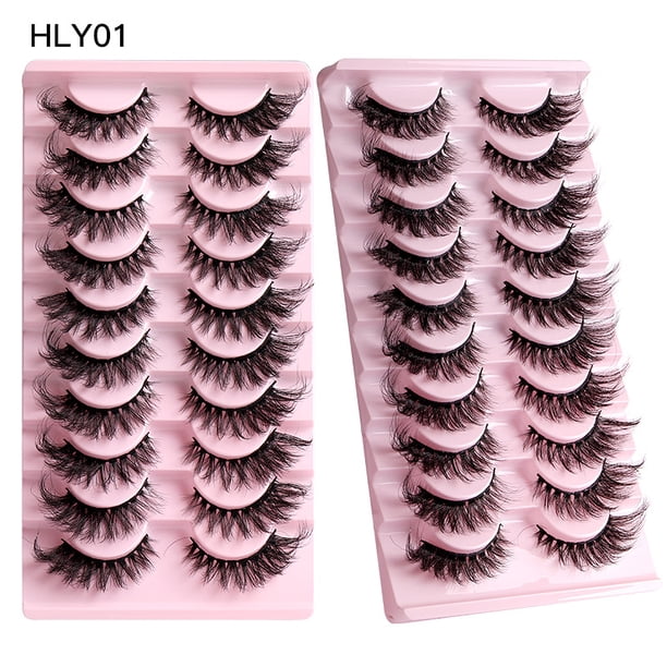 Xiao Hua 10 pares de pestañas postizas de visón sintético, suaves y esponjosas, aspecto natural, volumen 8D, HLY01