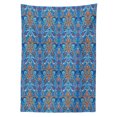 thumbnail image 3 of Ambesonne Blue Tablecloth Rectangular Table Cover, Abstract Floral Ornaments, 60"x90", Blue Orange Coral, 3 of 4