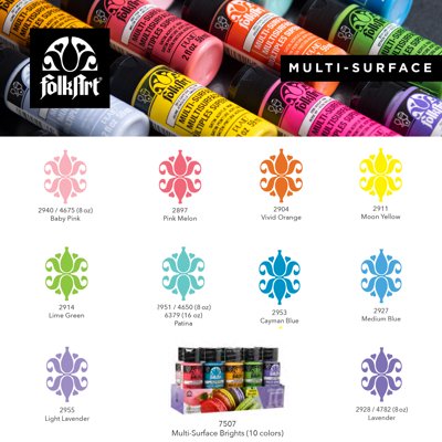 Buy Folkart 7507e Multi Surface Acrylic Craft Paint Set Bright 30 Fl Oz 10 Pc Online In Guatemala