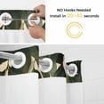 thumbnail image 3 of No Hook Shower Curtain with Snap in Liner, Spring Green Leaves on Vintage Linen Waterproof Fabric Bathroom Curtain Mesh Top Window, Watercolor Botanical Shower Curtains 72x72in, 3 of 9